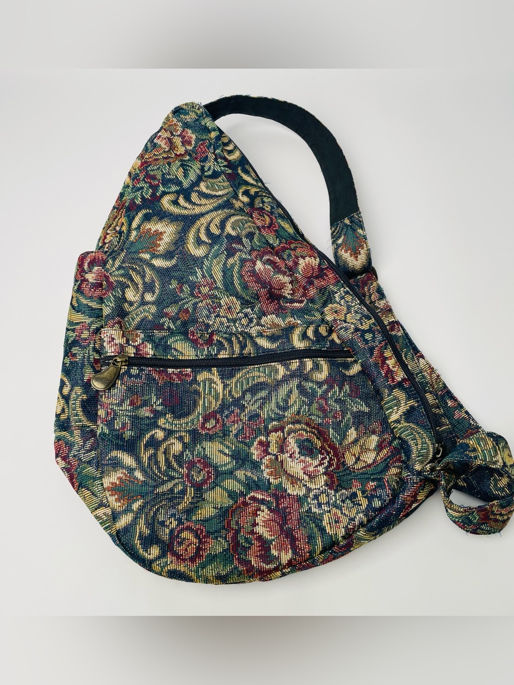 Ameribag Vintage Floral Tapestry Crossbody Sling Zipper Pocket Bag